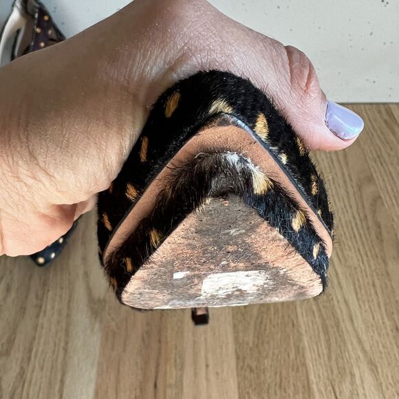 Loeffler Randall Alba demi platform black brown Polka Dot Calf Hair Pumps 8B - Picture 12 of 15